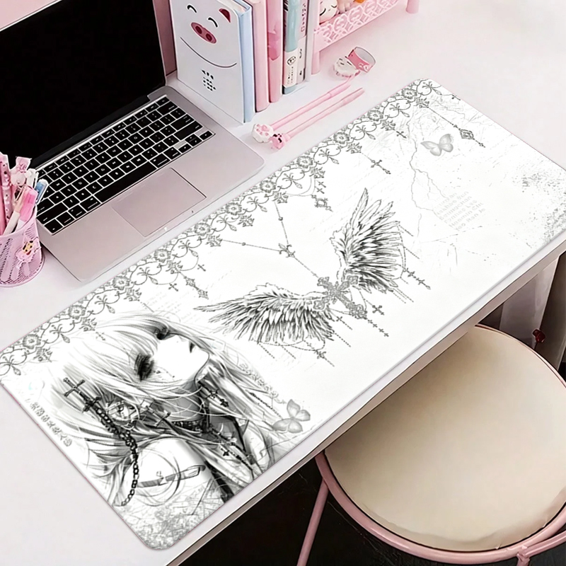 Pc Gaming Desk - Mousepad de Couro Preto e Branco