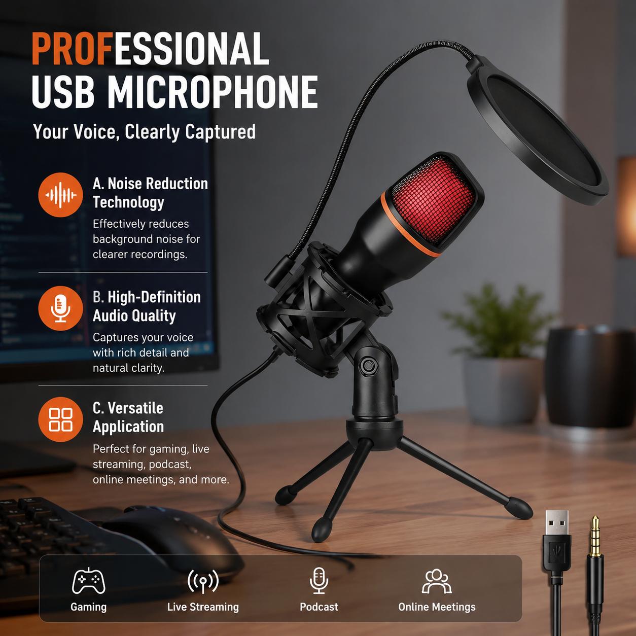 Kit de Microfone Condensador C - Pc Gaming Youtubers avaliação e preço