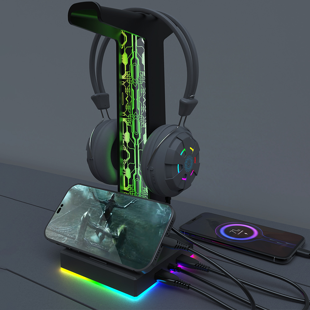 RGB Gaming Headphone Stand, Du - Pc Gaming Desk avaliação e preço